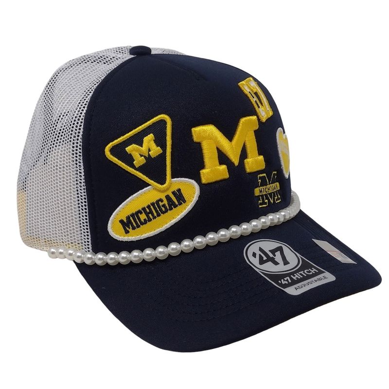 Michigan Wolverines Men’s Navy Rope Ball Design 47 Hitch Trucker Adjustable Hat