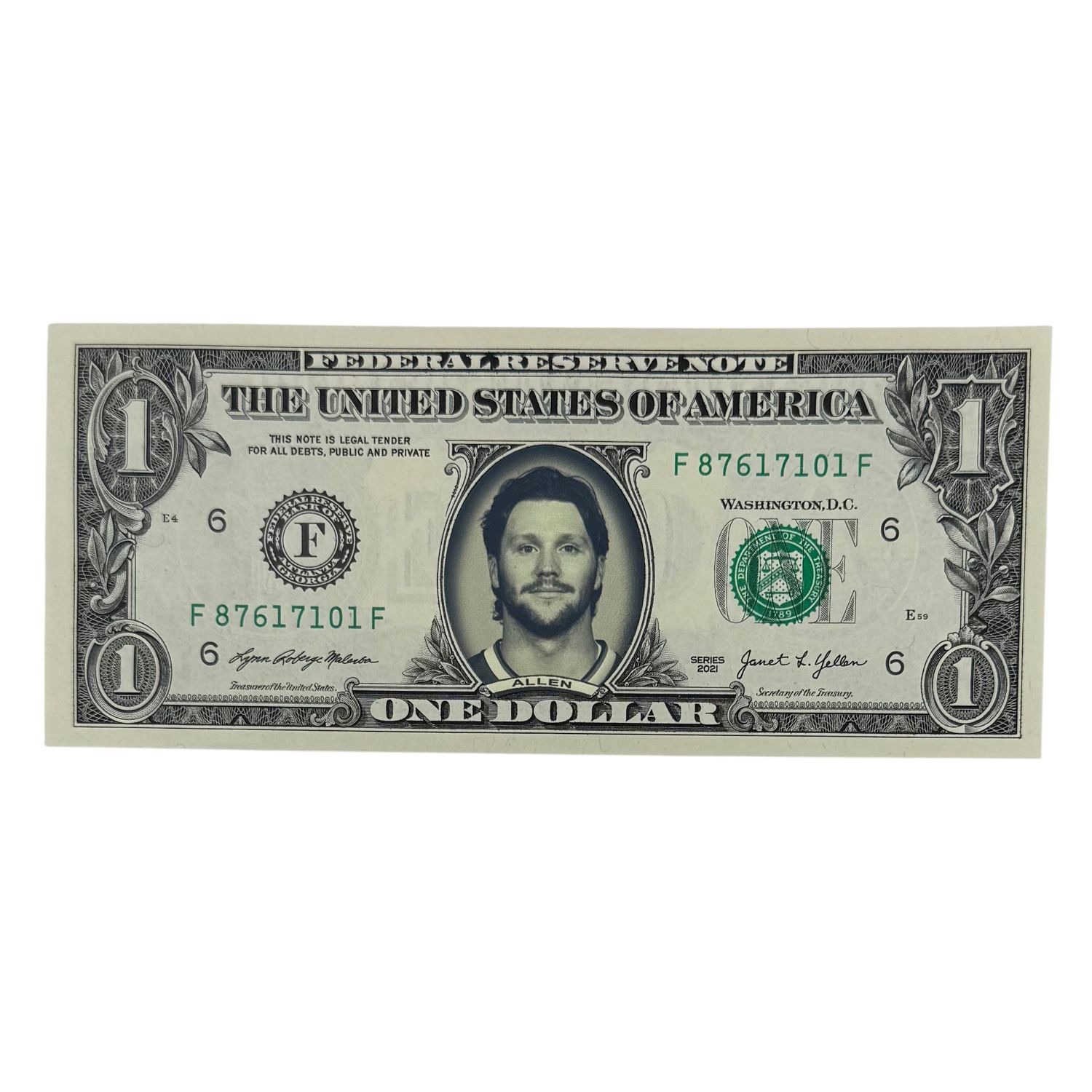 Josh Allen Famous Face Dollar Bill