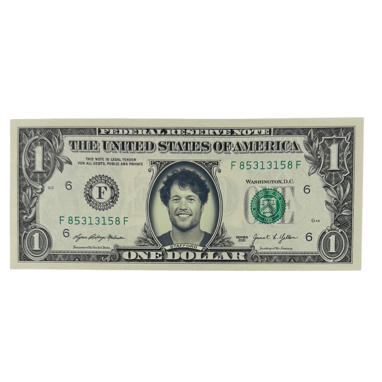 Matt Stafford Famous Face Dollar Bill
