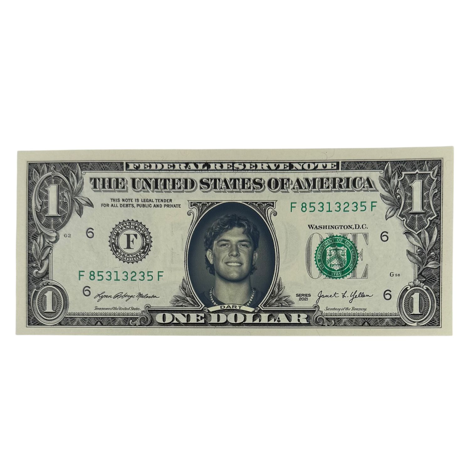 Jaxson Dart Famous Face Dollar Bill