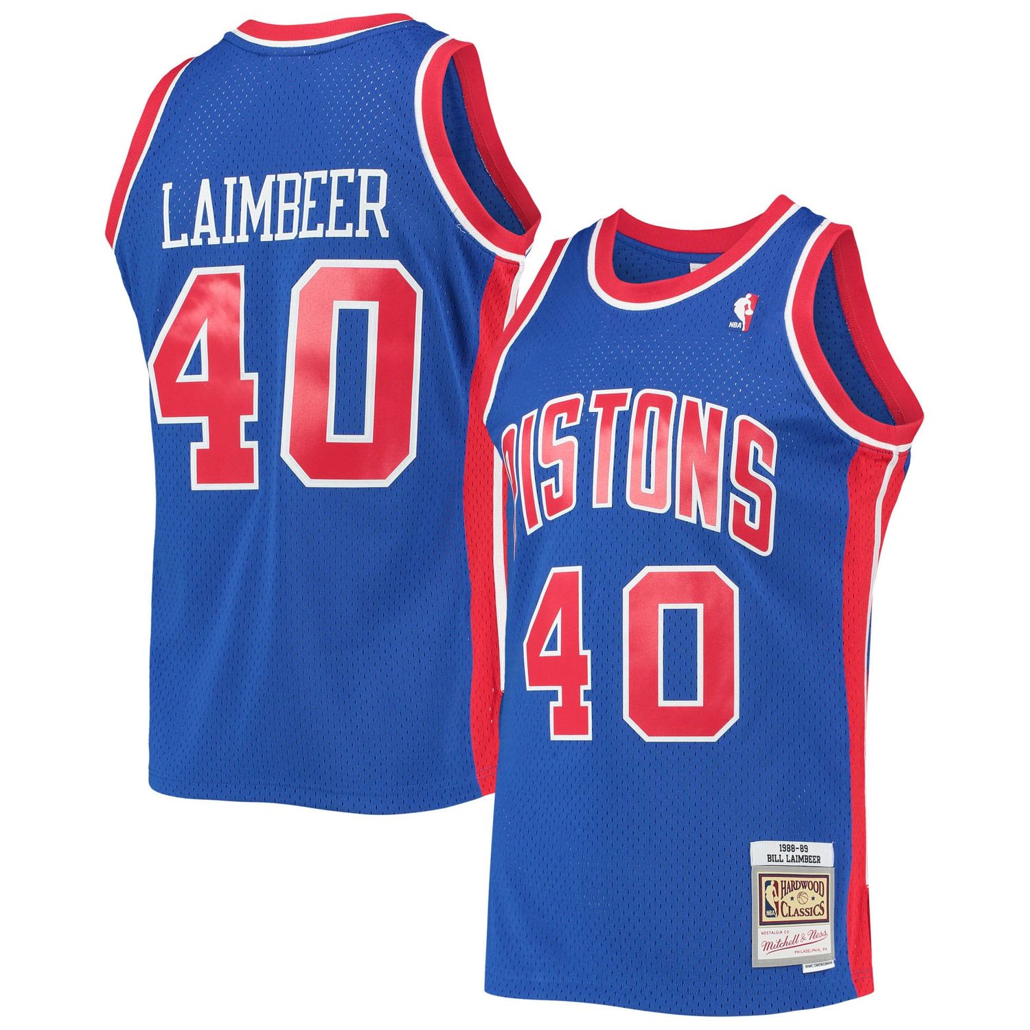 Detroit Pistons Bill Laimbeer 1988-89 Men's Blue Mitchell & Ness Swingman Jersey