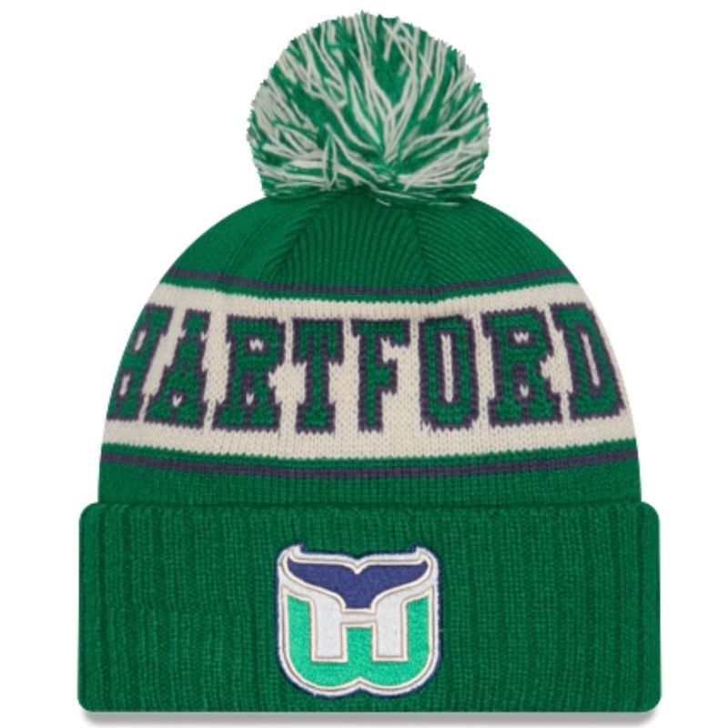Hartford Whalers Men's Vintage New Era Cuffed Pom Knit Hat