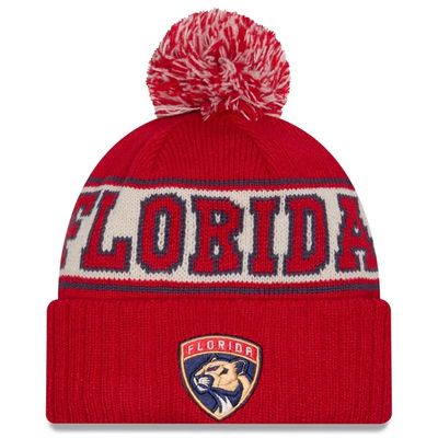 Florida Panthers Men's Vintage New Era Cuffed Pom Knit Hat Florida Panthers Men's Vintage New Era Cuffed Pom Knit Hat