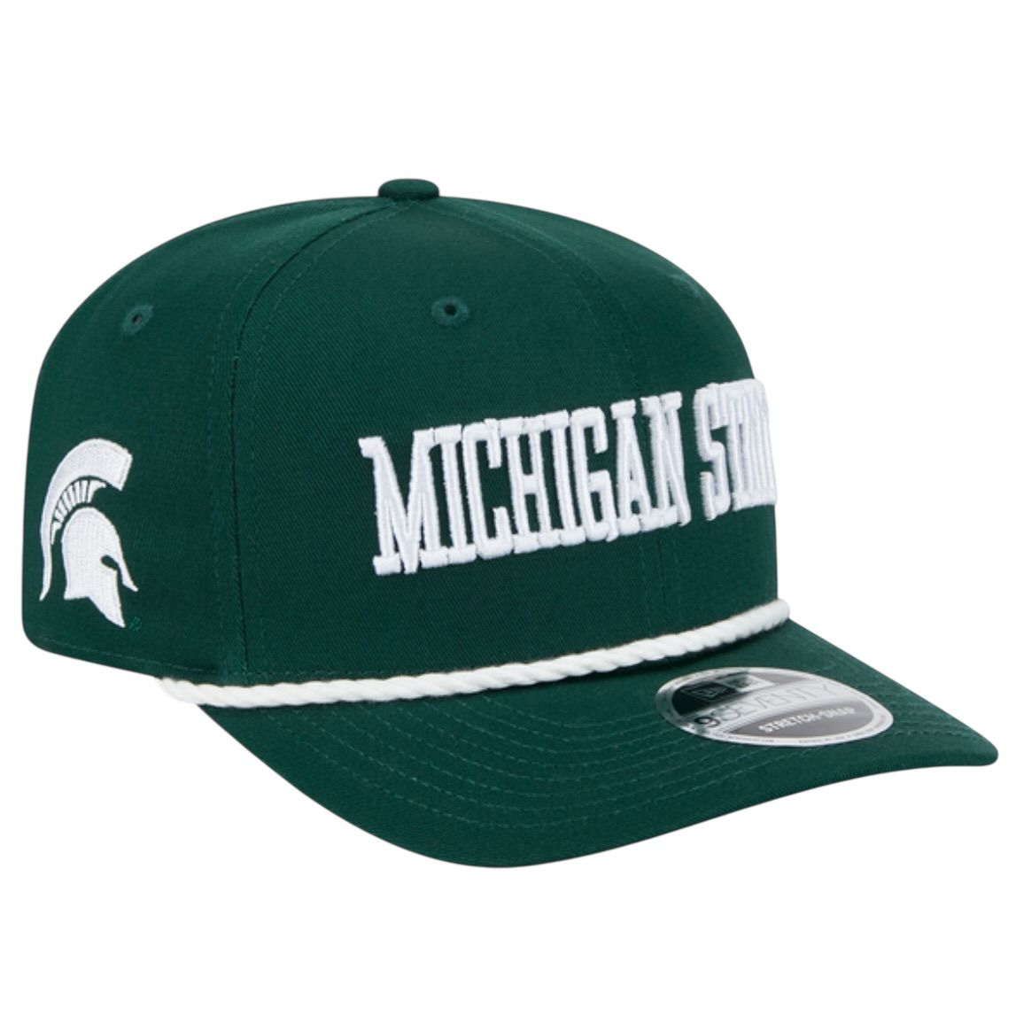 Michigan State Spartans Men's Green Wordmark Rope New Era 9Seventy Stretch-Snap Hat