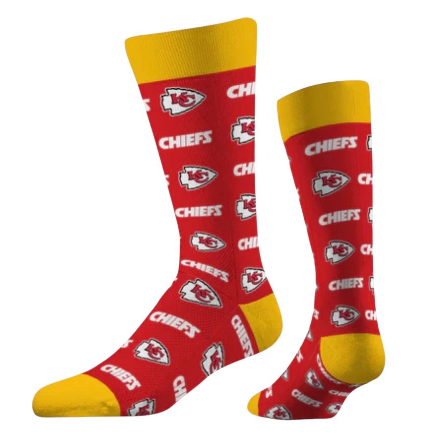 Kansas City Chiefs Adult Business Knit Crew Step and Repeat Socks