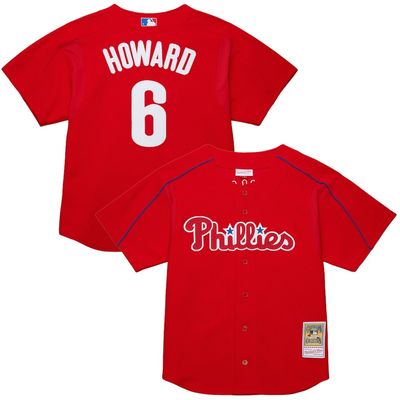 Philadelphia Phillies Ryan Howard 2005 Men’s Red Full Button Up Mitchell & Ness Mesh Jersey Philadelphia Phillies Ryan Howard 2005 Men’s Red Full Button Up Mitchell & Ness Mesh Jersey