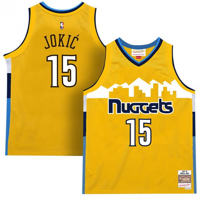 Denver Nuggets Nikola Jokic 2017-18 Men's Yellow Mitchell & Ness Swingman Jersey
