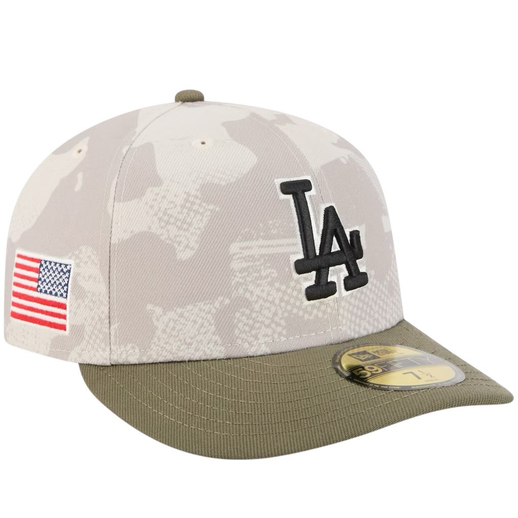 Los Angeles Dodgers  Men's Light Beige/Olive New Era Armed Forces Day 59FIFTY Split Panel Fitted Hat