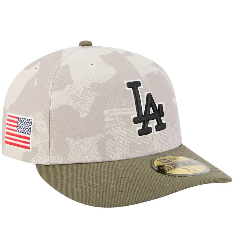 Los Angeles Dodgers Men's Light Beige/Olive New Era Armed Forces Day 59FIFTY Split Panel Fitted Hat Los Angeles Dodgers Men's Light Beige/Olive New Era Armed Forces Day 59FIFTY Split Panel Fitted Hat
