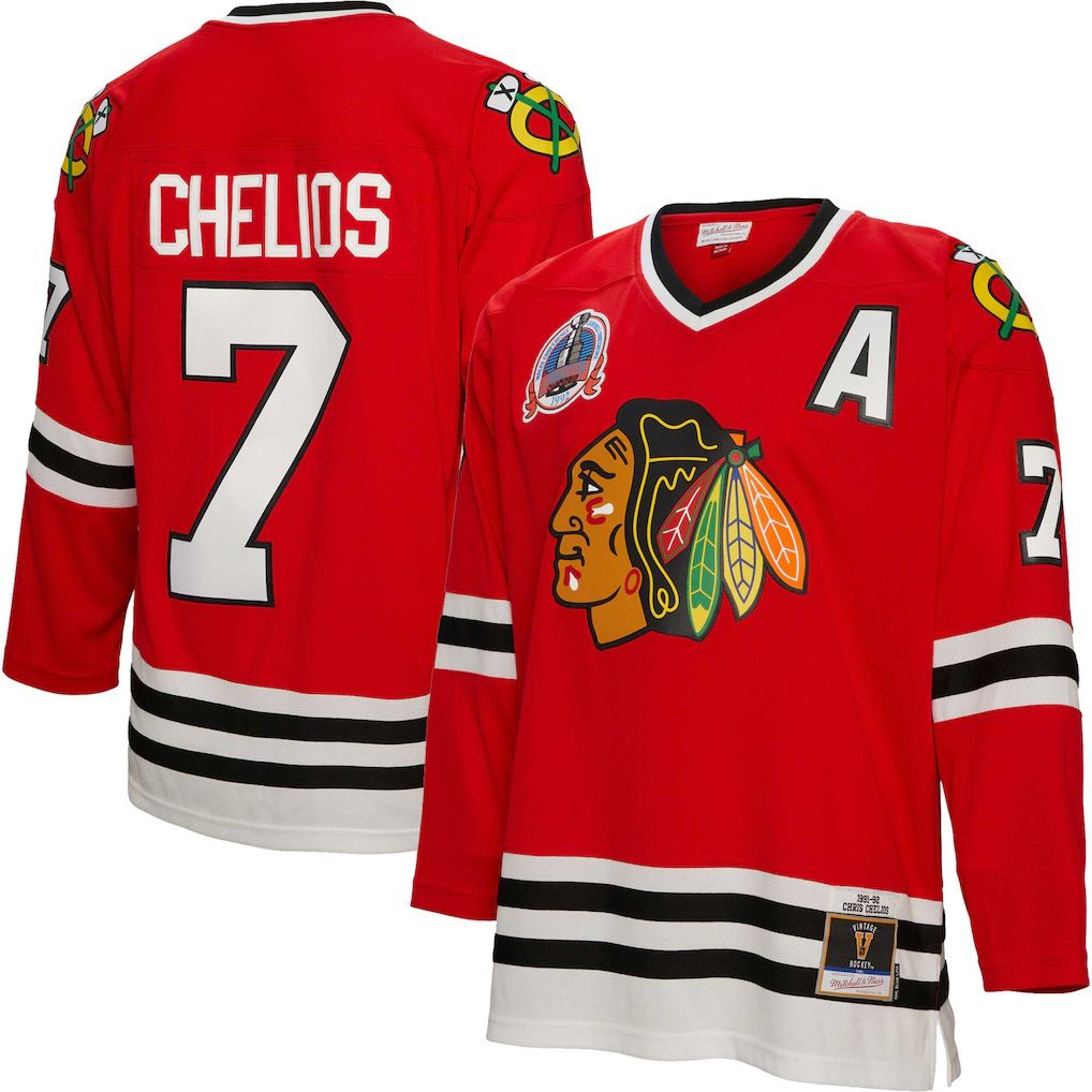 Chicago Blackhawks Chris Chelios 1991-92 Men’s Red Mitchell & Ness Blue Line Player Jersey
