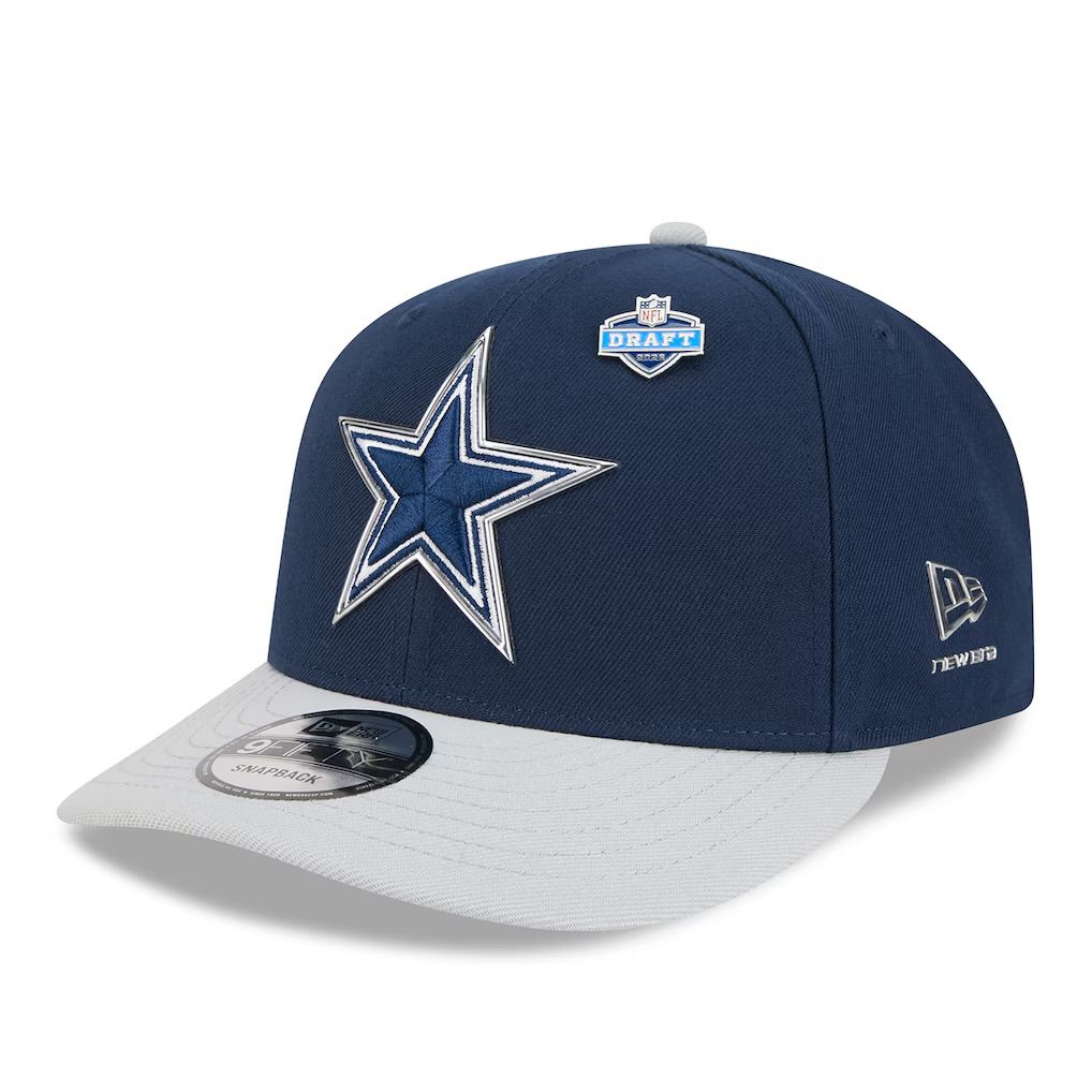 Dallas Cowboys Men’s New Era Navy/Silver 2026 NFL Draft On Stage Pre-Curved 9FIFTY Snapback Hat