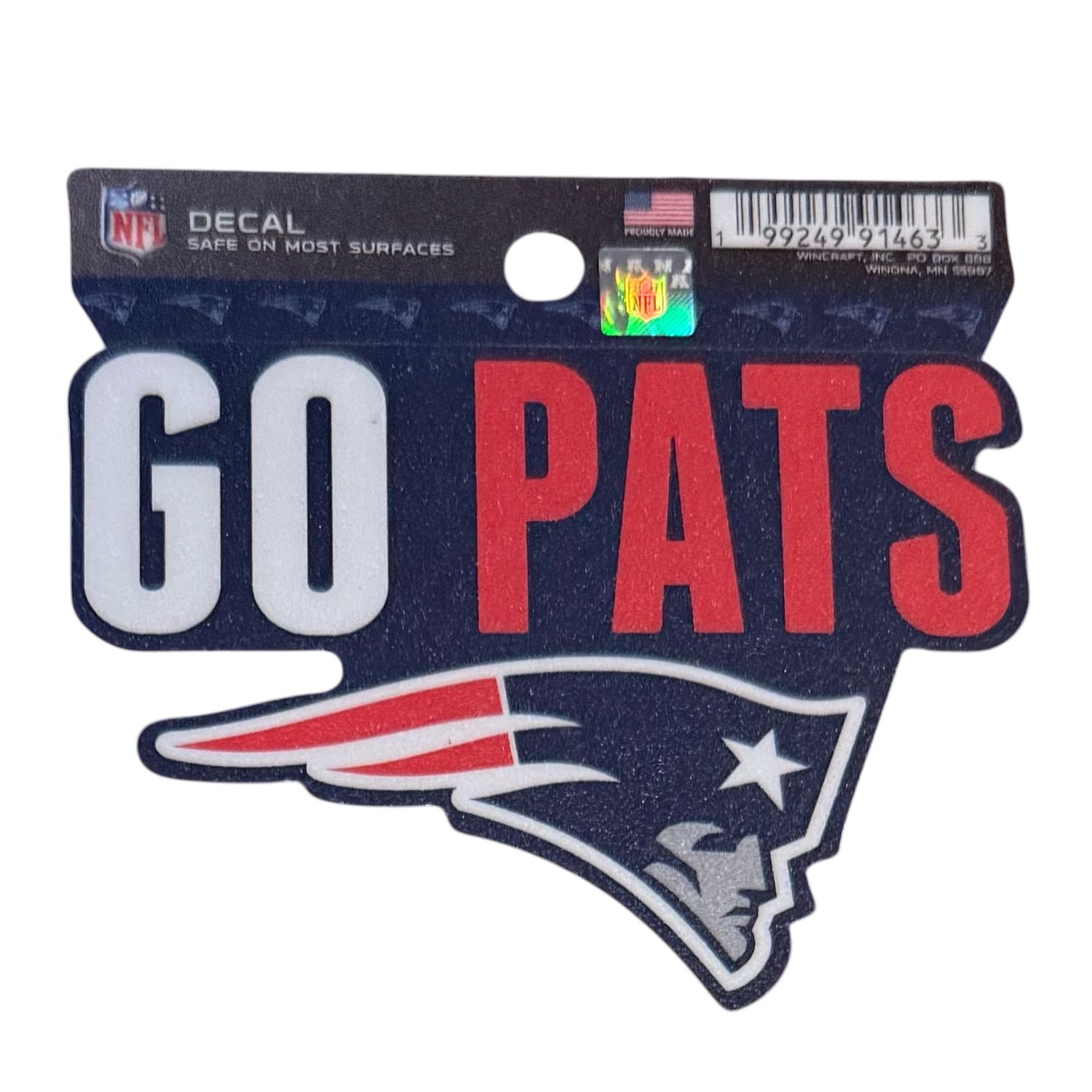 New England Patriots Go Pats 4" x 4" Perfect Cut Color Decal