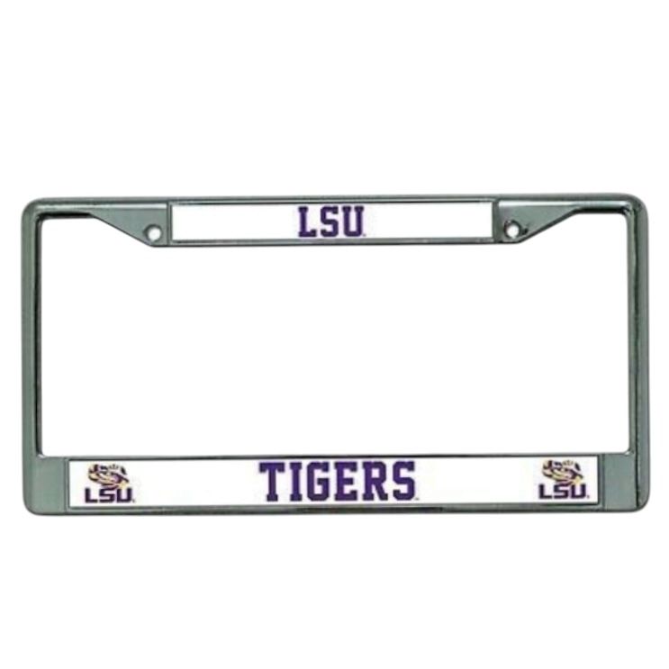 LSU Tigers Chrome Metal License Plate Frame LSU Tigers Chrome Metal License Plate Frame