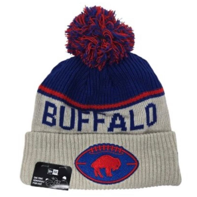 Buffalo Bills Men's Historic New Era Cuffed Pom Knit Hat Buffalo Bills Men's Historic New Era Cuffed Pom Knit Hat