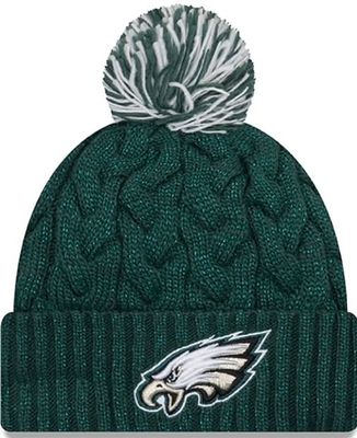 Philadelphia Eagles Women's New Era Cozy Cable Cuffed Knit Pom Hat Philadelphia Eagles Women's New Era Cozy Cable Cuffed Knit Pom Hat