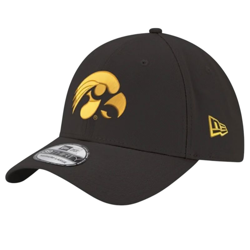 Iowa Hawkeyes Men's Black Team Classic New Era 39Thirty Flex Fit Hat