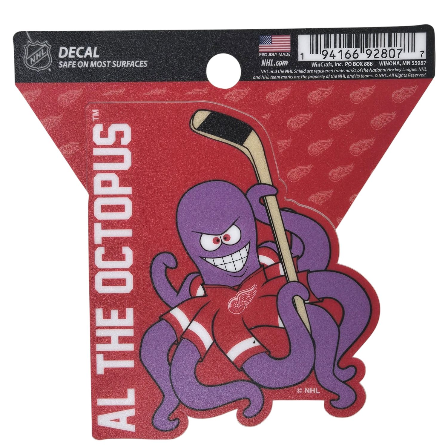 Detroit Red Wings Al The Octopus 3" x 3" Decal