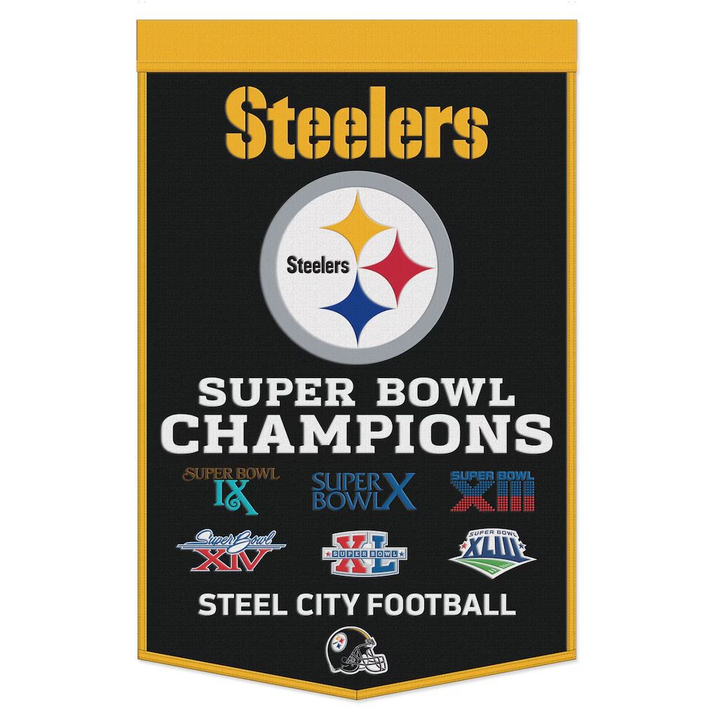 Pittsburgh Steelers Super Bowl Champions 24” x 38” Wool Banner