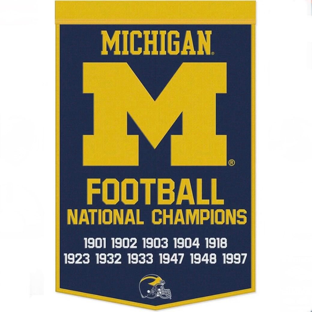 Michigan Wolverines National Champions 24 x 38 Wool Banner
