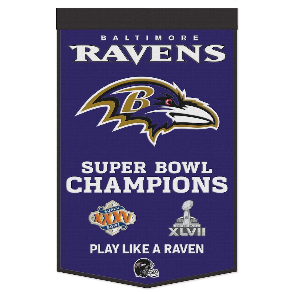 Baltimore Ravens Super Bowl Champions 24 x 38 Wool Banner