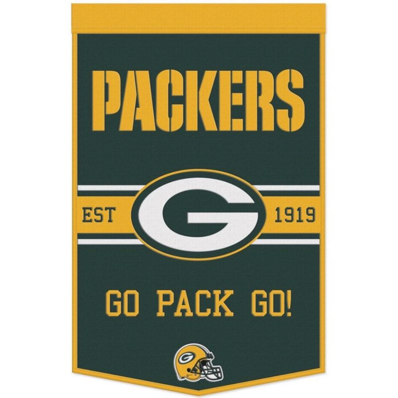 Green Bay Packers Go Pack Go 24 x 38 Wool Banner Green Bay Packers Go Pack Go 24 x 38 Wool Banner