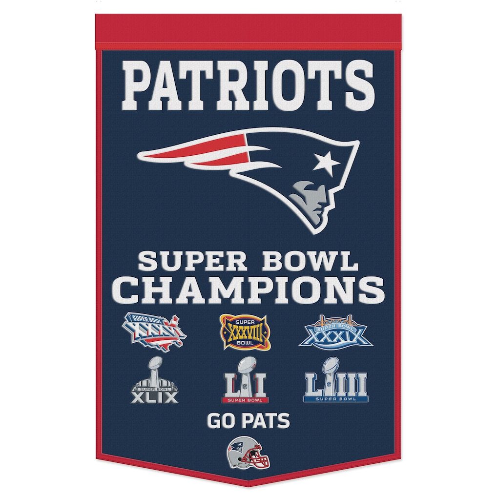 New England Patriots Super Bowl Champions 24” x 38” Wool Banner New England Patriots Super Bowl Champions 24” x 38” Wool Banner