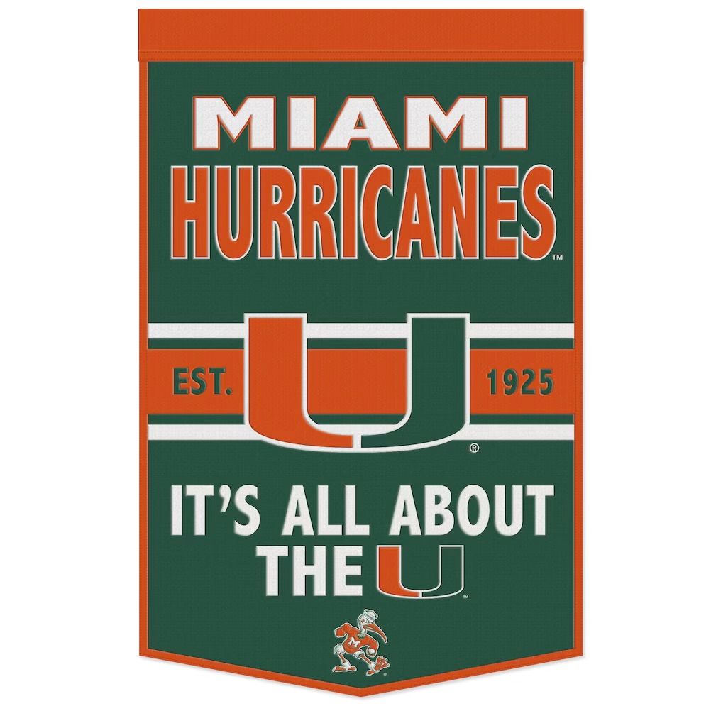Miami Hurricanes It's All About The U 24 x 38 Wool Banner