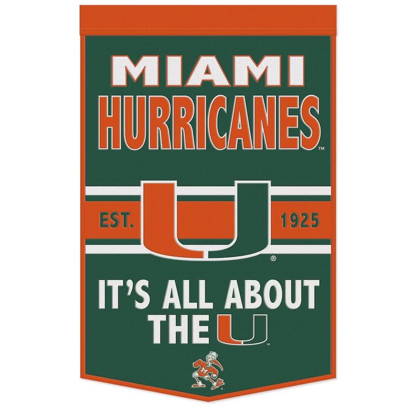 Miami Hurricanes It's All About The U 24 x 38 Wool Banner Miami Hurricanes It's All About The U 24 x 38 Wool Banner