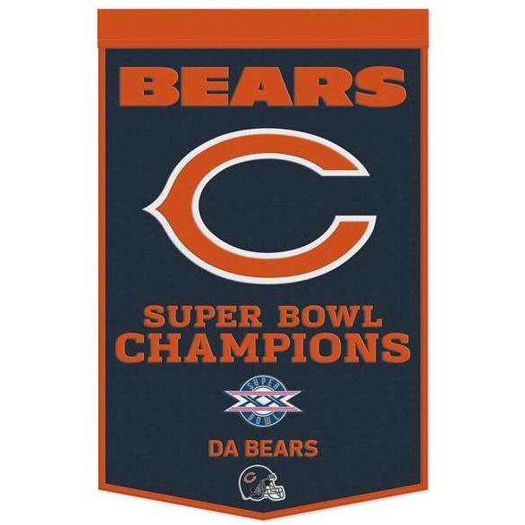 Chicago Bears Super Bowl Champions 24 x 38 Wool Banner Chicago Bears Super Bowl Champions 24 x 38 Wool Banner