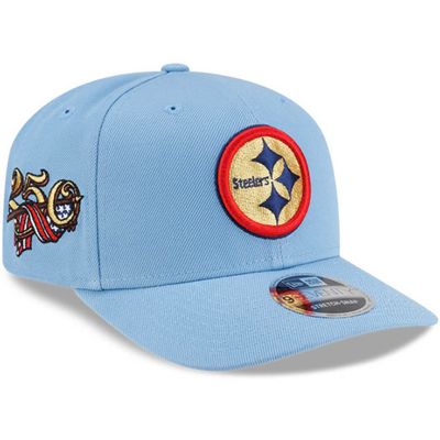Pittsburgh Steelers Men's Sky Blue USA Logo 250th Anniversary Patch New Era 9SEVENTY Stretch-Snap Hat Pittsburgh Steelers Men's Sky Blue USA Logo 250th Anniversary Patch New Era 9SEVENTY Stretch-Snap Hat