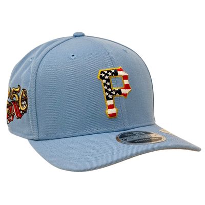 Pittsburgh Pirates Men's Sky Blue USA Logo 250th Anniversary Patch New Era 9SEVENTY Stretch-Snap Hat Pittsburgh Pirates Men's Sky Blue USA Logo 250th Anniversary Patch New Era 9SEVENTY Stretch-Snap Hat