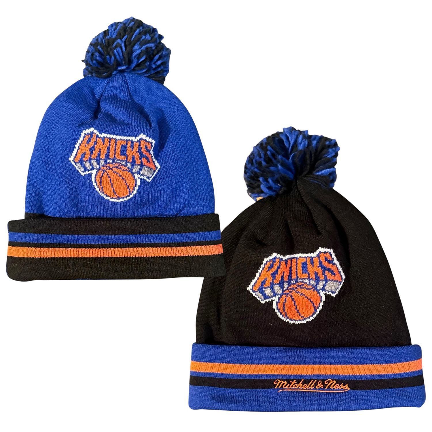 New York Knicks Men's Mitchell & Ness Cuffed Pom Knit Hat