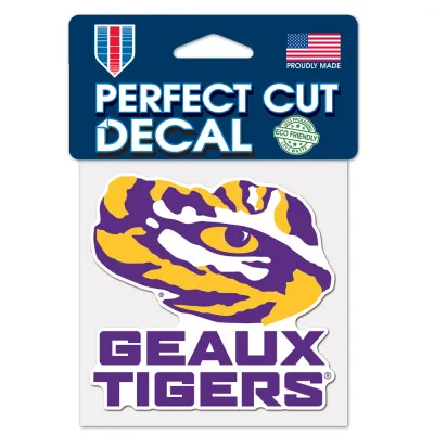 LSU Tigers 4 LSU Tigers 4" x 4" Perfect Cut Color Decal