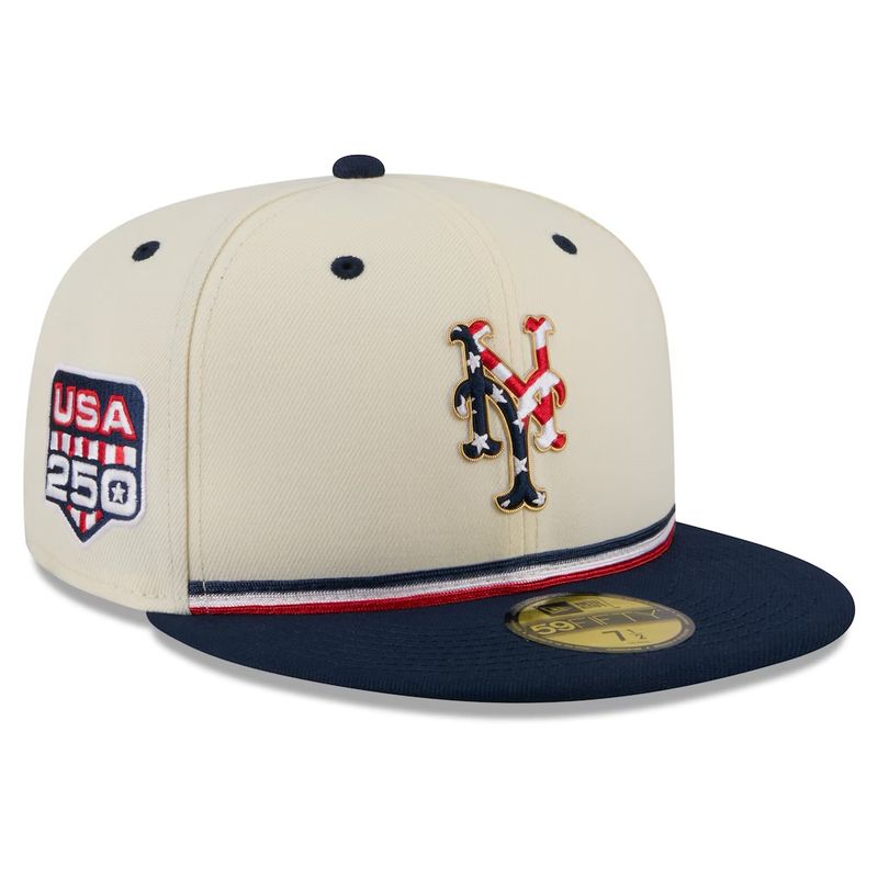 New York Mets Men’s Cream New Era USA 250 4th of July 59FIFTY Fitted Hat New York Mets Men’s Cream New Era USA 250 4th of July 59FIFTY Fitted Hat