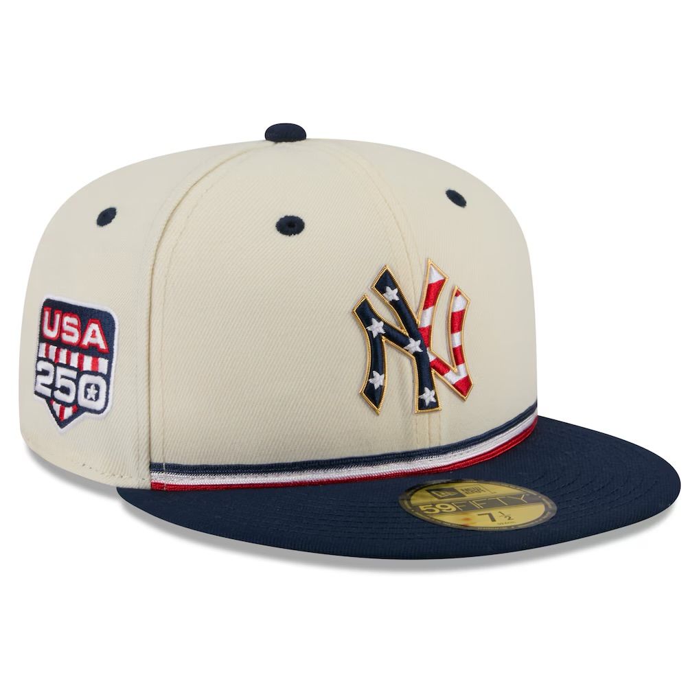 New York Yankees Men’s Cream New Era USA 250 4th of July 59FIFTY Fitted Hat