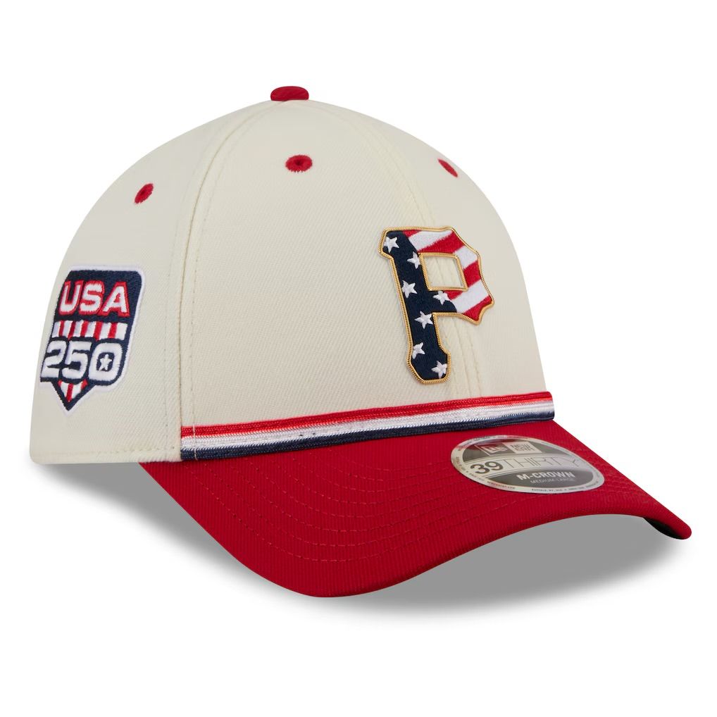 Pittsburgh Pirates Men’s Cream New Era USA 250 4th of July 39THIRTY M-Crown Flex Hat Pittsburgh Pirates Men’s Cream New Era USA 250 4th of July 39THIRTY M-Crown Flex Hat