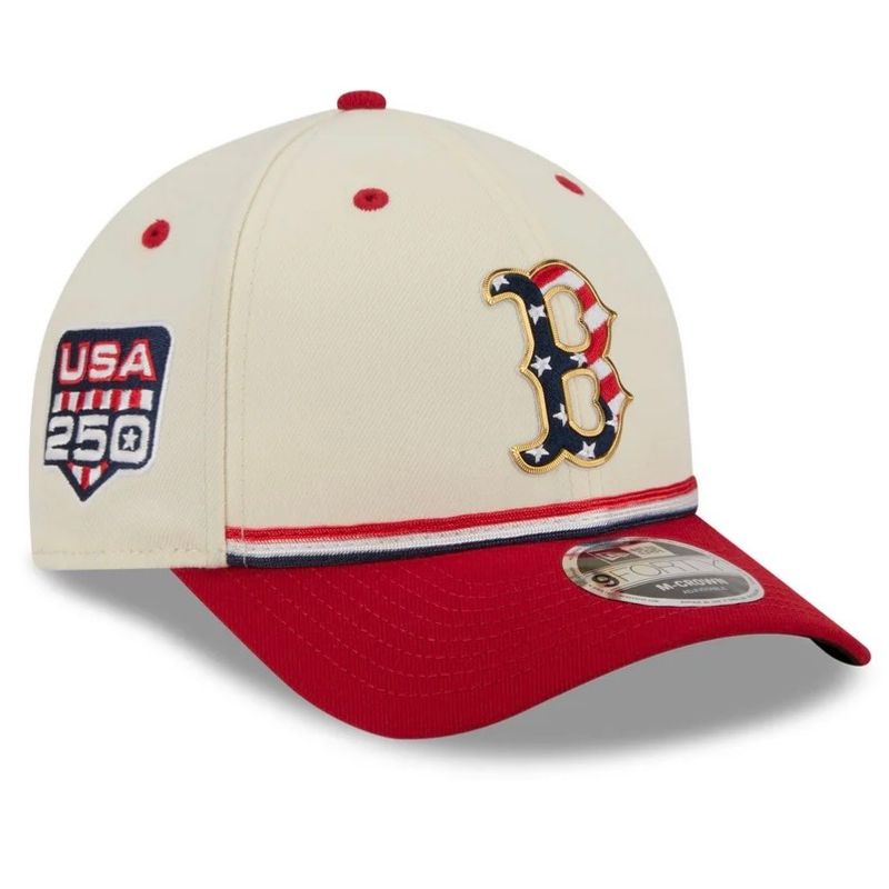 Boston Red Sox Men’s Cream New Era USA 250 4th of July 9FORTY Adjustable Hat