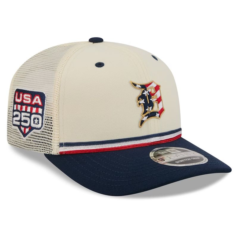 Detroit Tigers Men’s Cream New Era USA 250 4th of July 9SEVENTY Adjustable Trucker Hat