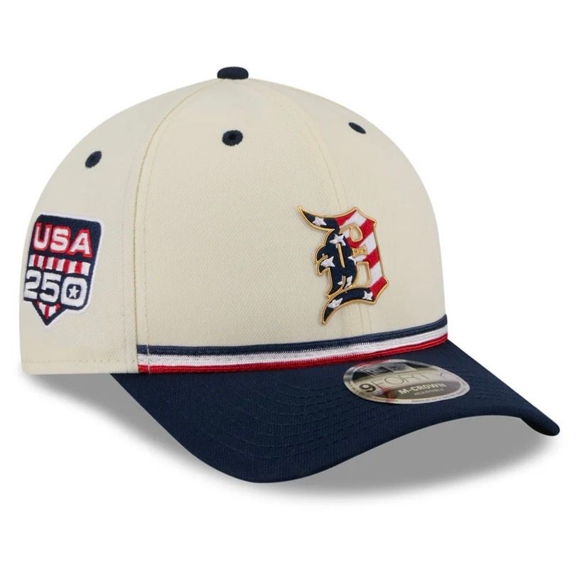 Detroit Tigers Men’s Cream New Era USA 250 4th of July 9FORTY Adjustable Hat