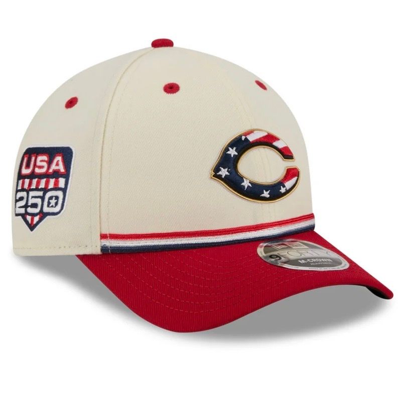 Cincinnati Reds Men’s Cream New Era USA 250 4th of July 9FORTY Adjustable Hat