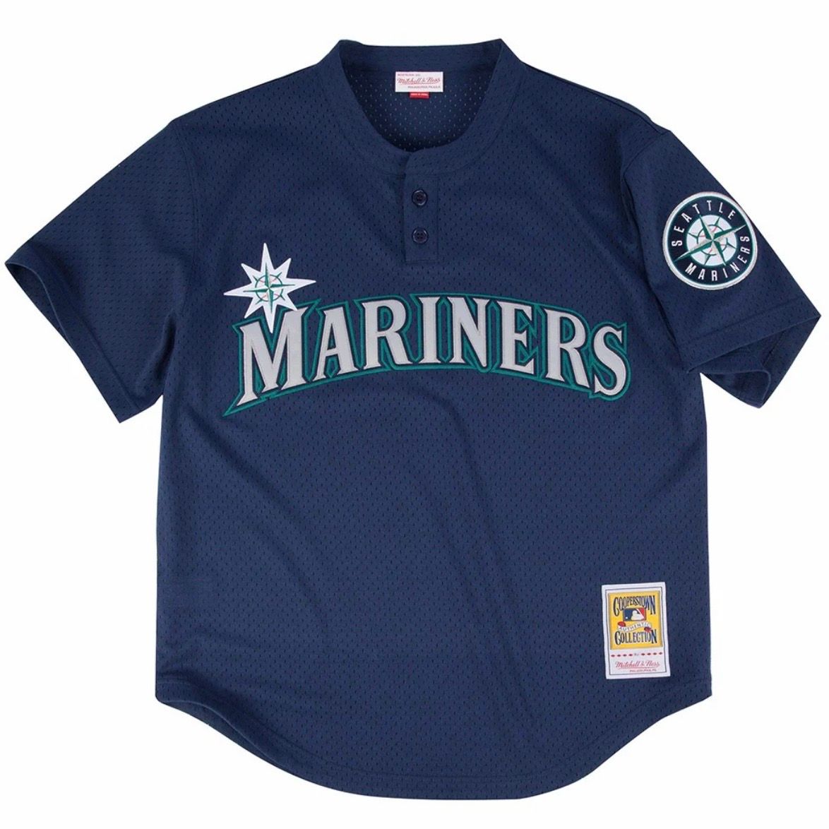 Seattle Mariners Randy Johnson 1995 Men's Blue Mitchell & Ness BP Jersey Seattle Mariners Randy Johnson 1995 Men's Blue Mitchell & Ness BP Jersey