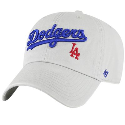 Los Angeles Dodgers Men's Gray Wordmark 47 Brand Clean Up Adjustable Hat Los Angeles Dodgers Men's Gray Wordmark 47 Brand Clean Up Adjustable Hat