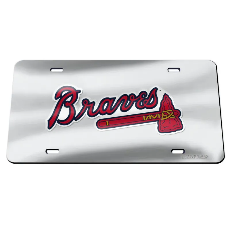 Atlanta Braves Laser Tag Silver License Plate