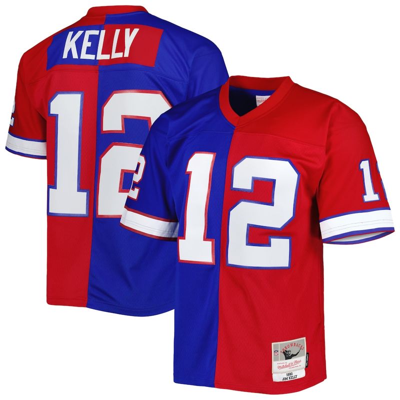Buffalo Bills Jim Kelly 1990 Split Mitchell & Ness Men's Legacy Jersey Buffalo Bills Jim Kelly 1990 Split Mitchell & Ness Men's Legacy Jersey