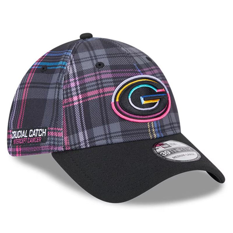 Green Bay Packers Men's New Era Black NFL Crucial Catch Plaid 39THIRTY Flex Hat Green Bay Packers Men's New Era Black NFL Crucial Catch Plaid 39THIRTY Flex Hat