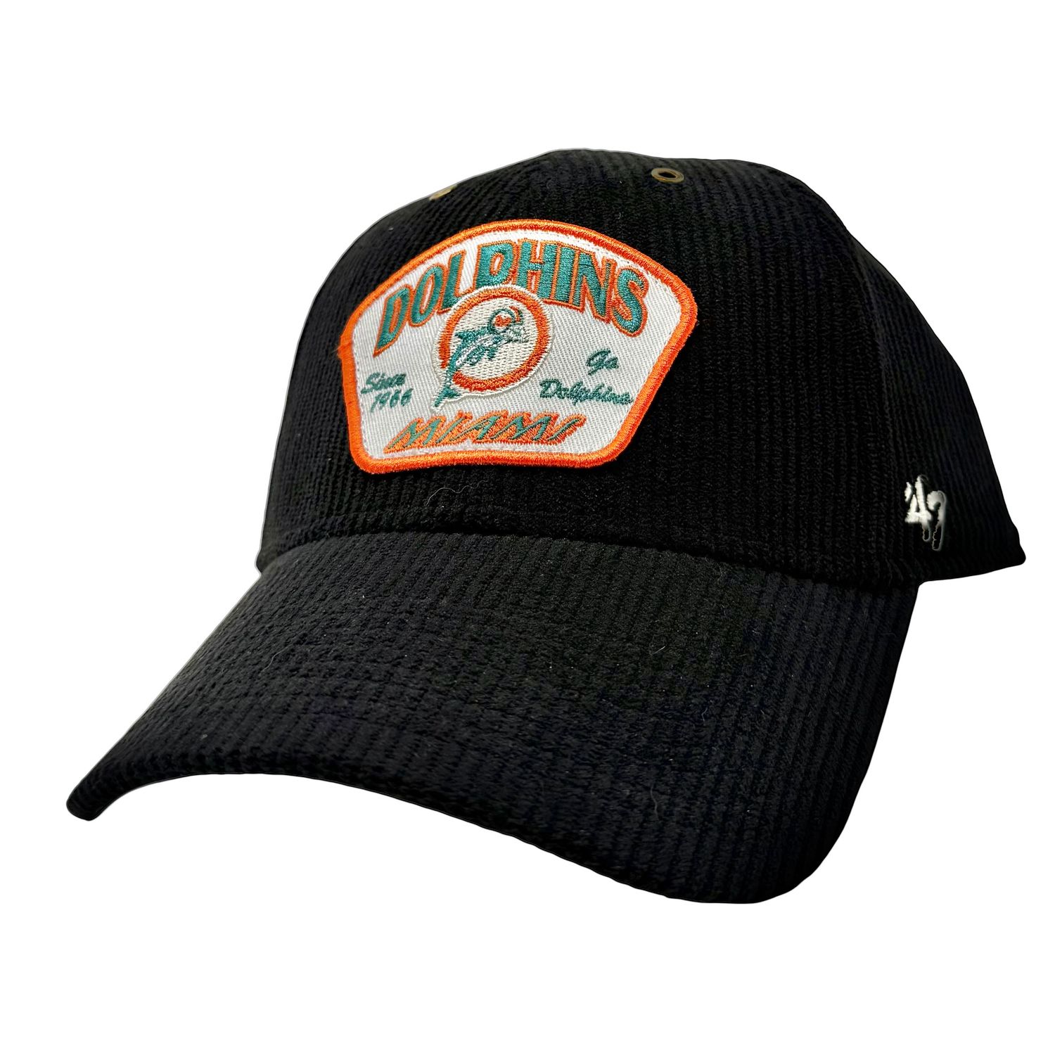 Miami Dolphins Men's Black Historic Accordia Corduroy 47 MVP Adjustable Hat
