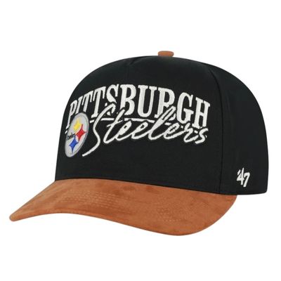 Pittsburgh Steelers Men's Black Historic Scribe Line 47 Hitch Adjustable Hat
