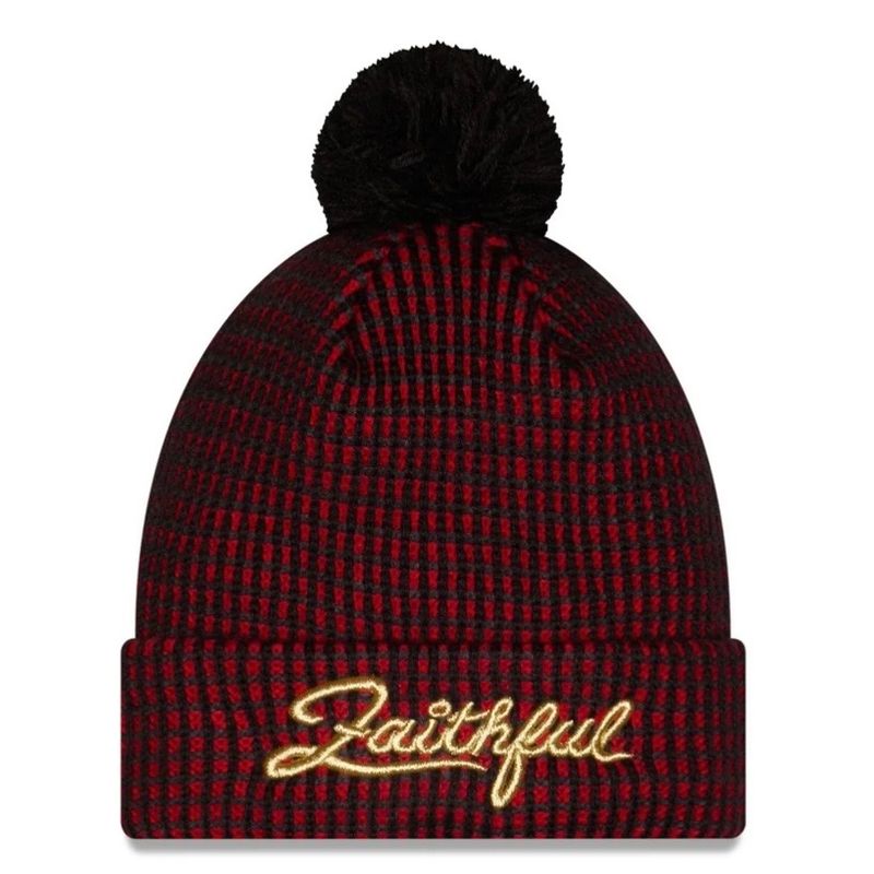 San Francisco 49ers Men’s Black / Red 2026 Rivalry New Era Cuffed Pom Knit Hat San Francisco 49ers Men’s Black / Red 2026 Rivalry New Era Cuffed Pom Knit Hat