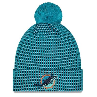 Miami Dolphins Men’s Aqua 2026 Rivalry New Era Cuffed Pom Knit Hat