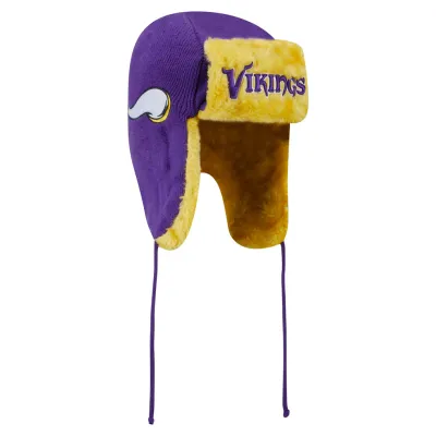 Minnesota Vikings Men's Purple New Era Helmet Head Trapper Knit Hat Minnesota Vikings Men's Purple New Era Helmet Head Trapper Knit Hat